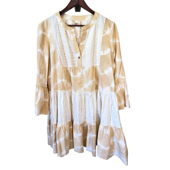 FAHERTY Vida Tie Dye Tiered Dress Maple Sugar Size Large EUC Organic Cotton $278 - Picture 2 of 10
